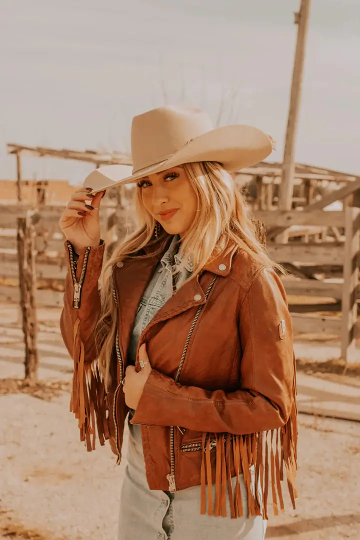 Burnt Orange Moto Leather Jacket