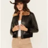 Casey Black Leather Jacket with Fur Collar