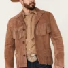 Country Cowboy Rodeo Giant Fringe Suede Leather Jacket