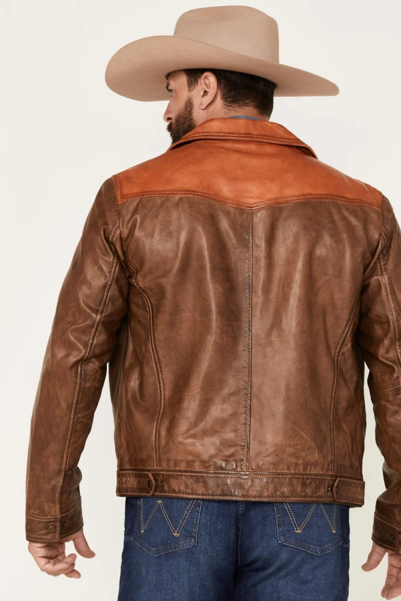 Cowboy Goldrush Color Block Leather Jacket