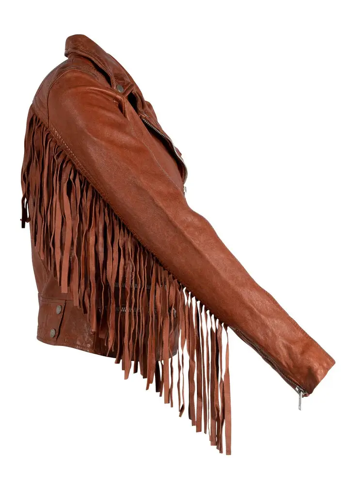 Fringe Burnt Orange Moto Jacket