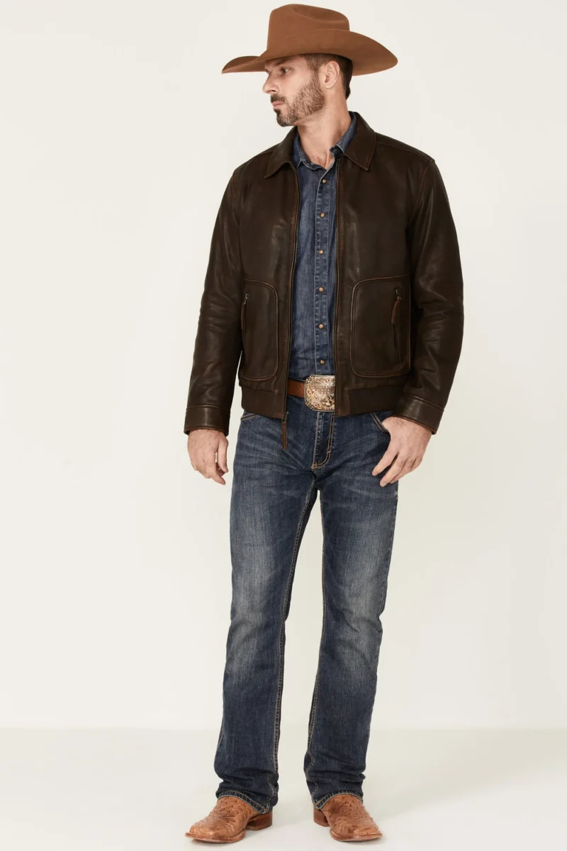 Hector Full-Zip Dark Brown Leather Jacket