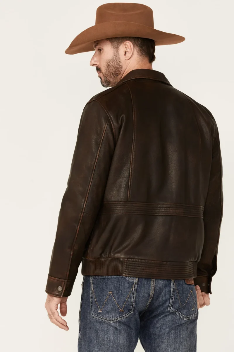 Hector Men’s Full-Zip Dark Brown Leather Jacket