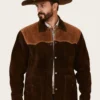 Mens Chocolate Suede Rancher Car Jacket