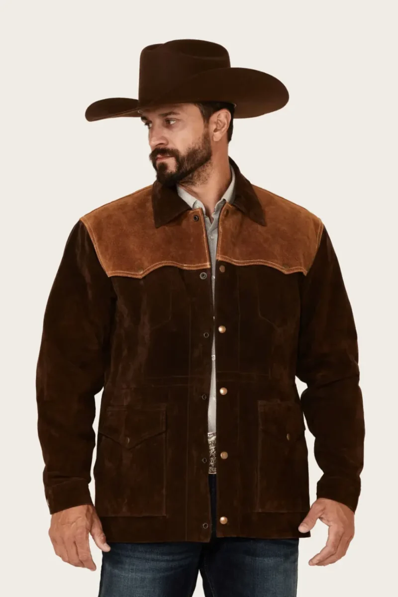Mens Chocolate Suede Rancher Car Jacket