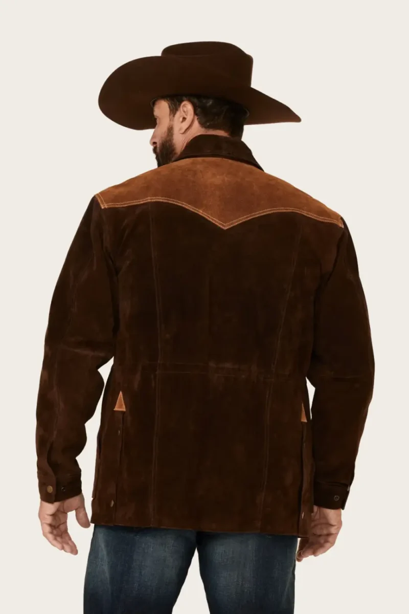 Mens Chocolate Two-Tone Suede Rancher Car Jacket