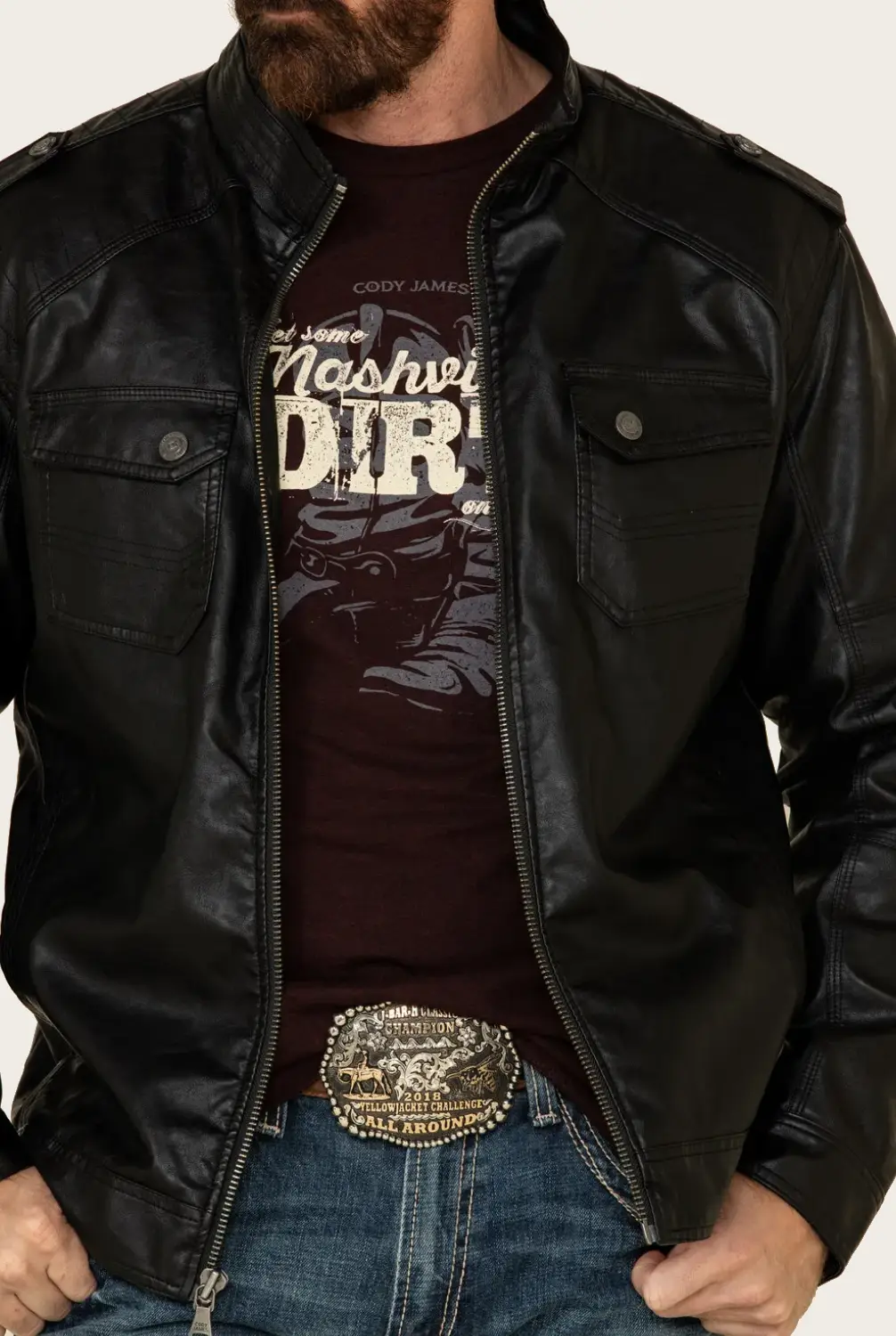 Mens Performance Black Moto Leather Jacket