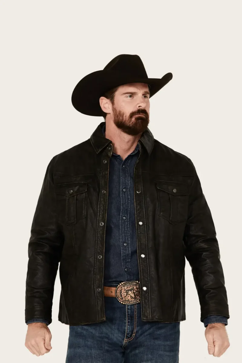 Mens Ranch Black Leather Jacket