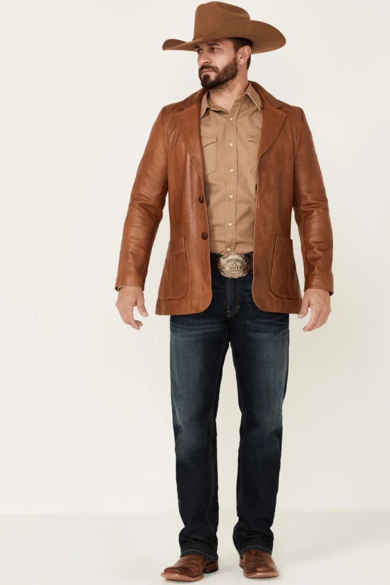 Mens Western Lavendard Leather Blazer