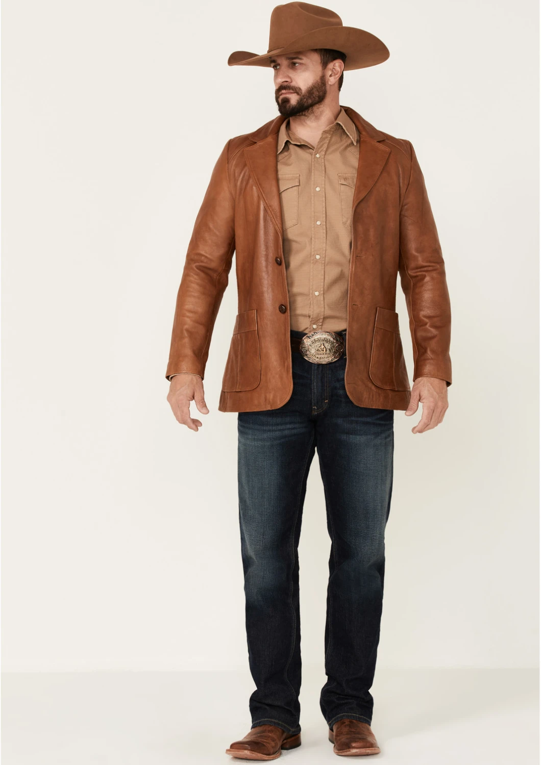 Mens Western Lavendard Leather Blazer