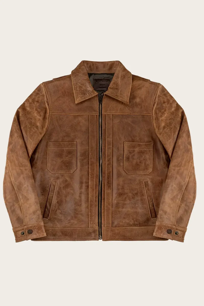 Mens Western Tan Leather Jacket