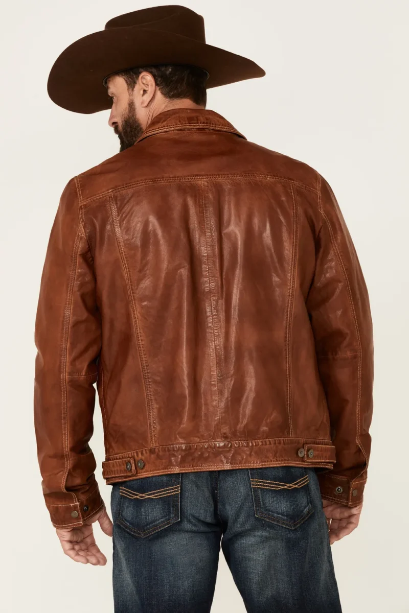 Recon Tan Leather Trucker Jacket