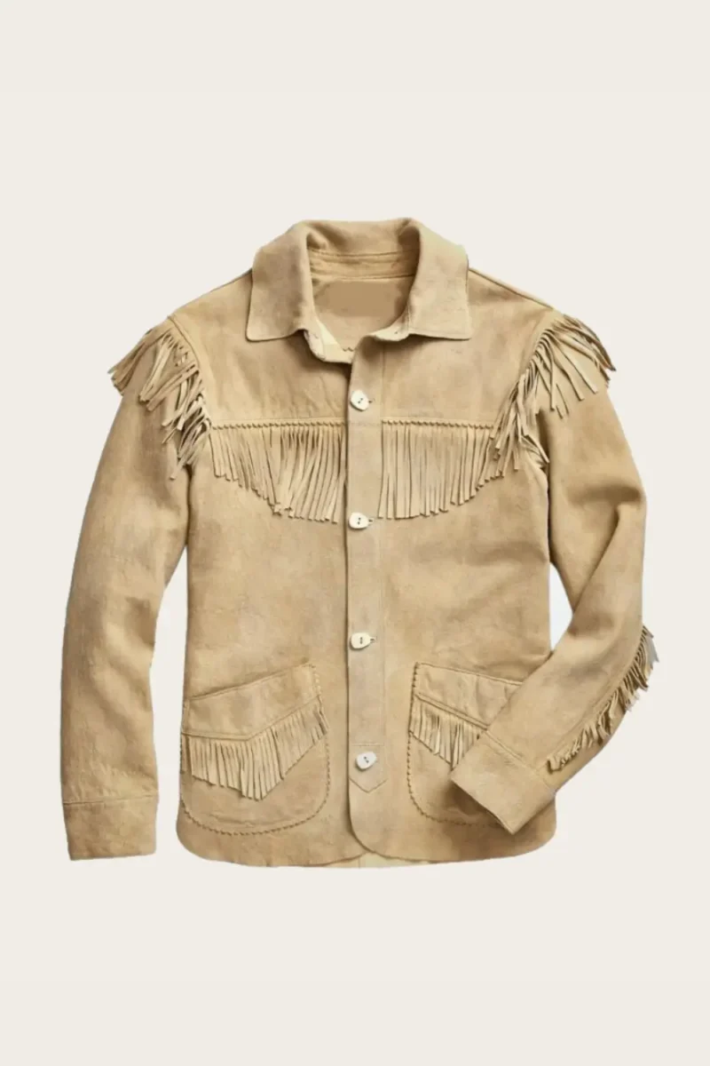Suede Leather Jacket With Beads Fringes