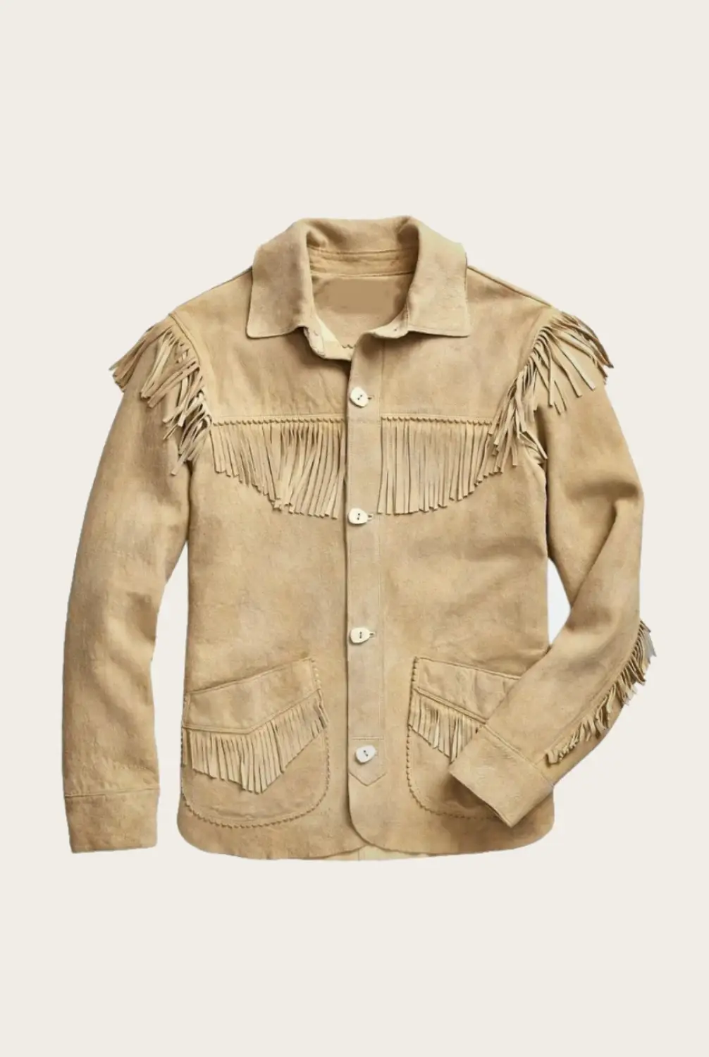 Suede Leather Jacket With Beads Fringes