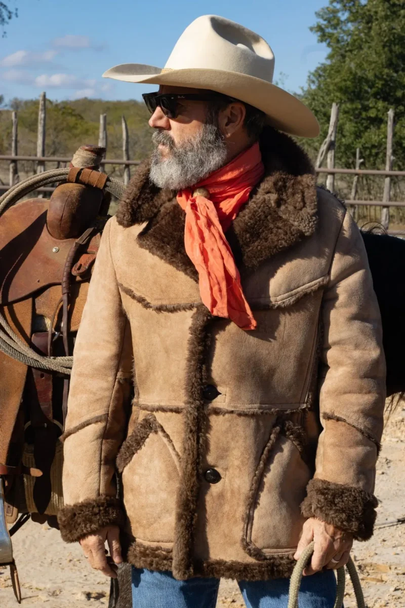 Vintage Marlboro Men Brown Sheepskin Leather Coat