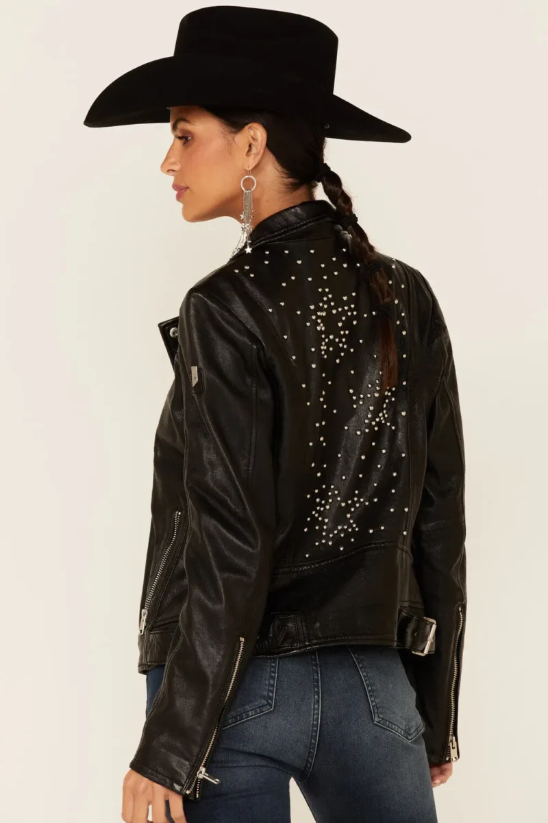 Womens Star Studded Leather Jacket