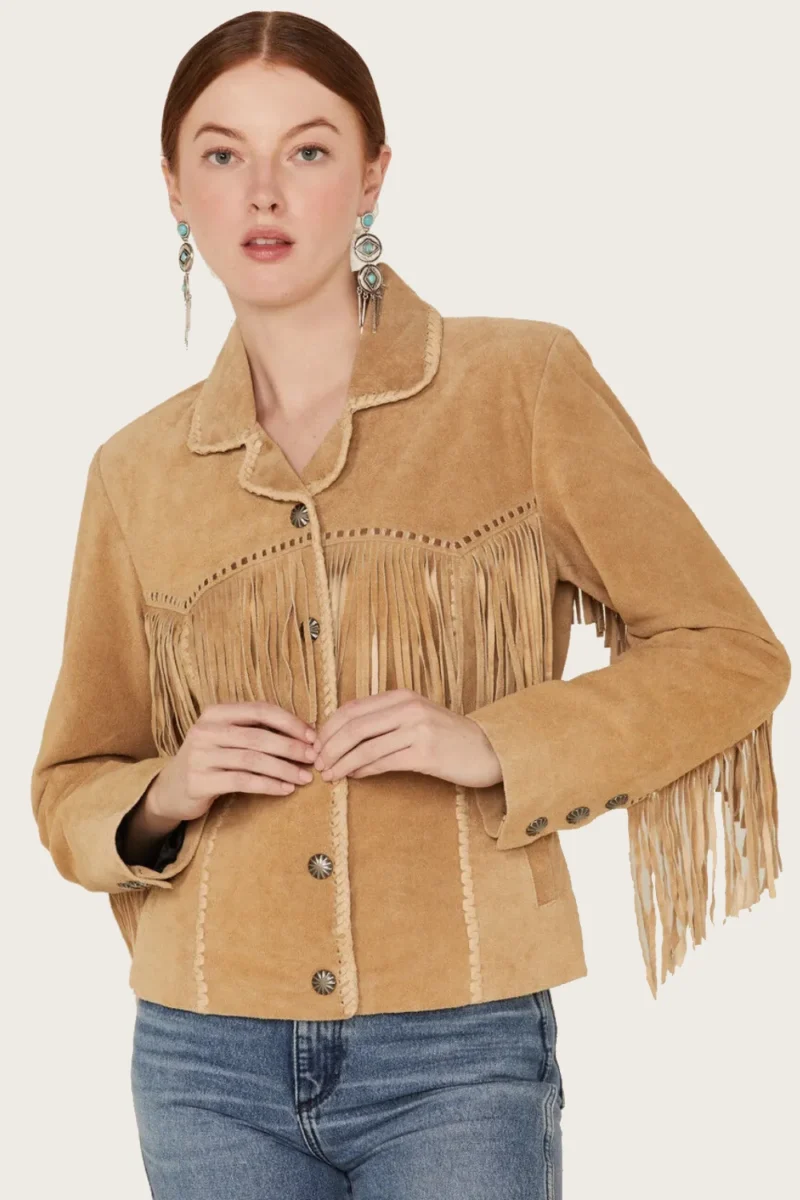 Women's Tan Suede Fringe Jacket
