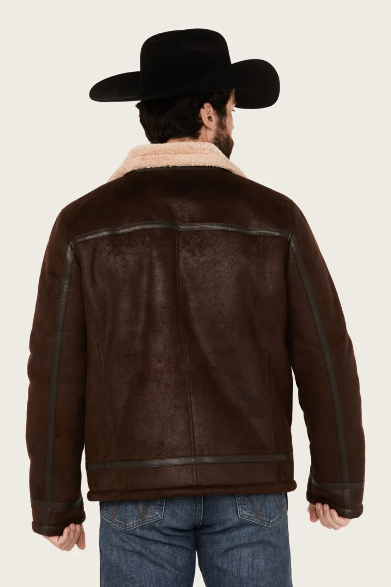 Men’s Sherpa Lined Collar Brown Suede Leather Jacket