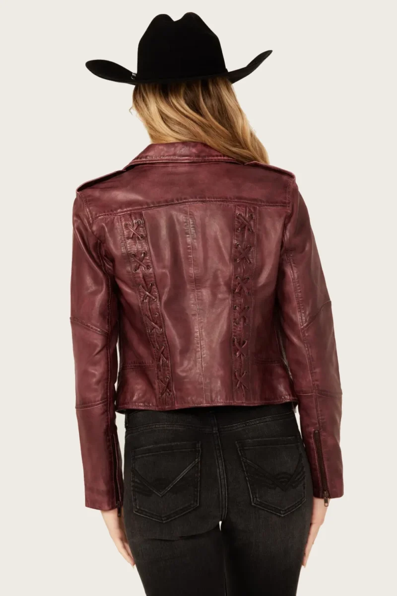 Women’s Sparrow Maroon Leather Jacket