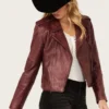 Women’s Sparrow Maroon Leather Jacket